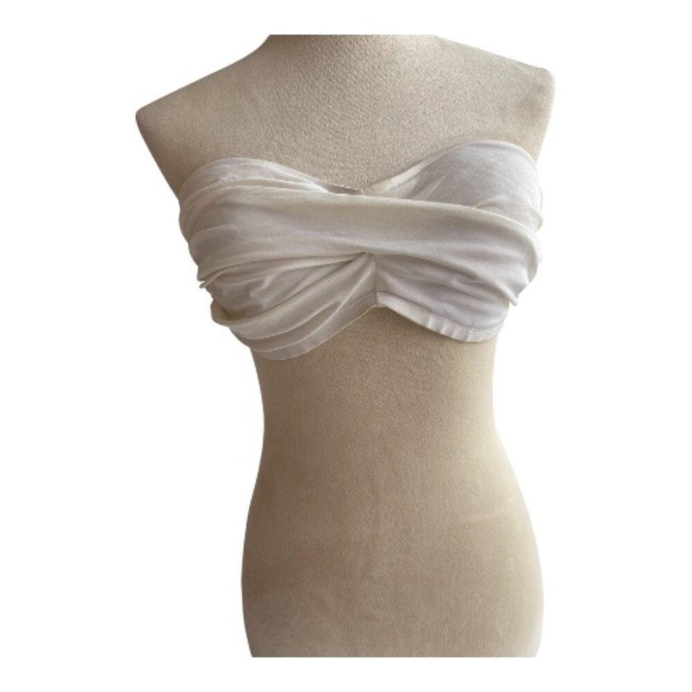Vitamin A White Twist-Front Bandeau Bikini Top - Size L (2630-1)